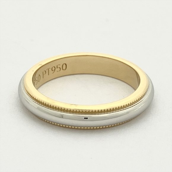 Tiffany & Co. Together Milgrain Band Ring, Size 8 K18YG, PT950, Yellow Gold,... - Picture 2 of 8